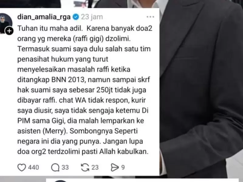 Capture dian amalia rga yang curhat sebagai mantan kuasa hukum Raffi Ahmad (Foto: Kabarbaru.co)
