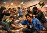 Ilustrasi: Ricuh Pemilu Kampus, Ketua dan Anggota KPUM UIN Mataram Jadi Korban Kekerasan (Dok. Ist / ChatGPT.AI)