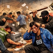 Ilustrasi: Ricuh Pemilu Kampus, Ketua dan Anggota KPUM UIN Mataram Jadi Korban Kekerasan (Dok. Ist / ChatGPT.AI)