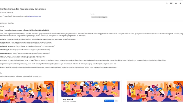 Pengaduan Dinas Komunikasi, Informatika dan Statistik (Kominfotik) Terhadap Grup Facebook Gay Lombok