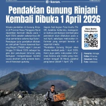 E-Koran Pendakian Gunung Rinjani Kembali Dibuka 1 April 2026