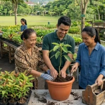 Ilustrasi Menjaga Lingkungan dimulai dengan menam pohon di lingkungan sekitar