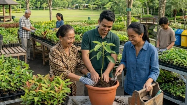 Ilustrasi Menjaga Lingkungan dimulai dengan menam pohon di lingkungan sekitar