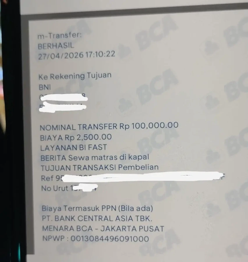 Bukti Pungli Penyewaan Kasur di Kapal Lembar – Padangbai (Dok. IDN Time)