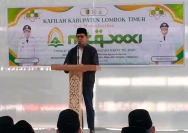 Bupati Lombok Timur H. Haerul Warisin memberikan arahan saat acara pelepasan Kafilah Kabupaten Lombok Timur yang akan mengikuti Musabaqah Tilawatil Quran (MTQ) XXXI Tingkat Provinsi NTB Tahun 2026. (doc. istimewa)